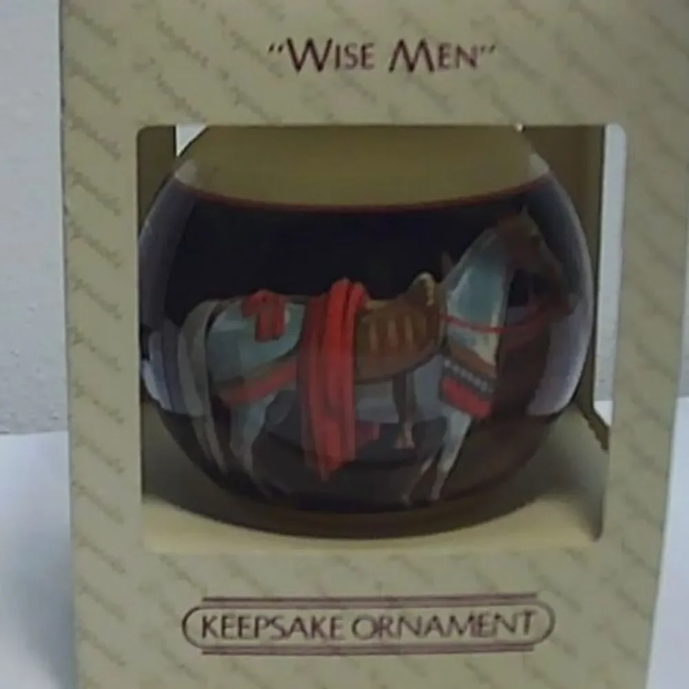 Vintage Hallmark 1983 Wise Men 3 Kings Glass Ball Keepsake Xmas Ornament  w/ box